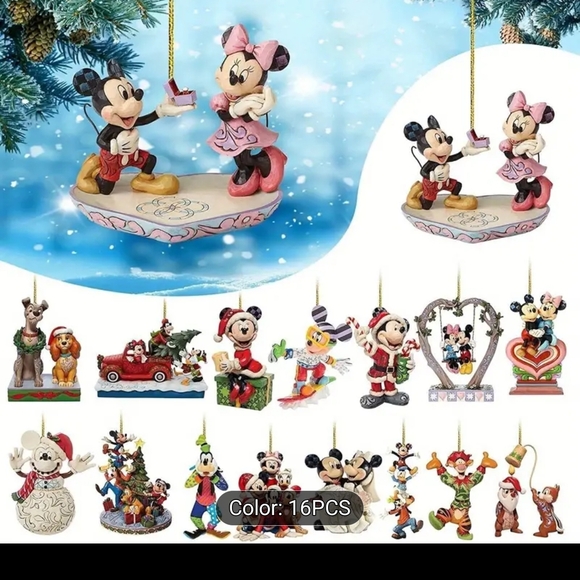 16 Disney Holiday Ornament Set - Mickey and Minnie - Picture 1 of 1